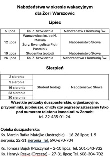 Nabożeństwa wakacyjne